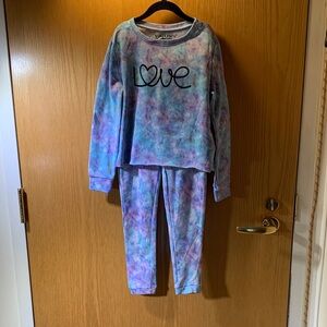 Vigoss Multicolor Tie-Dye Pajama Set with Love Print-Size 10 Girls